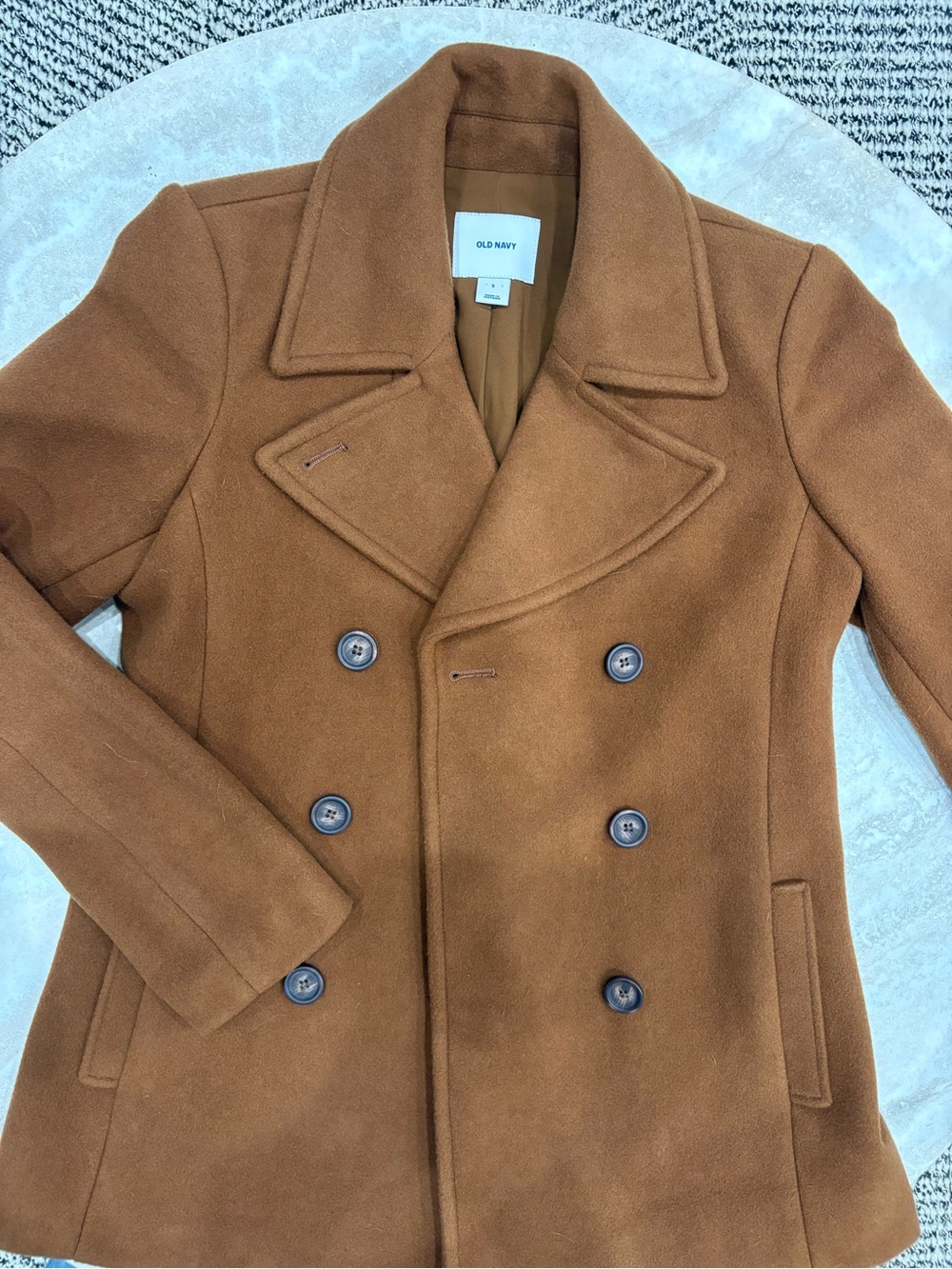 Old Navy Camel Brown Wool Blend Double Breasted Peacoat Size S